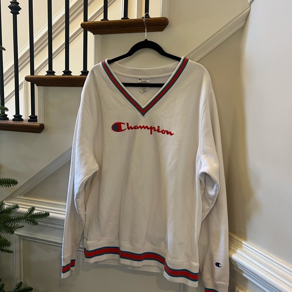 Champion White Sweatshirt with orange and blue trim - Picture 5 of 8